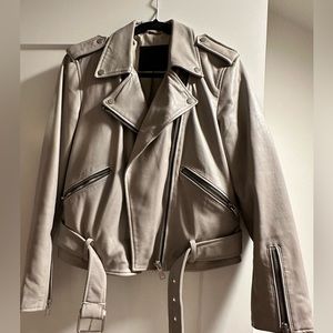All Saint Balfern Leather Jacket Beige